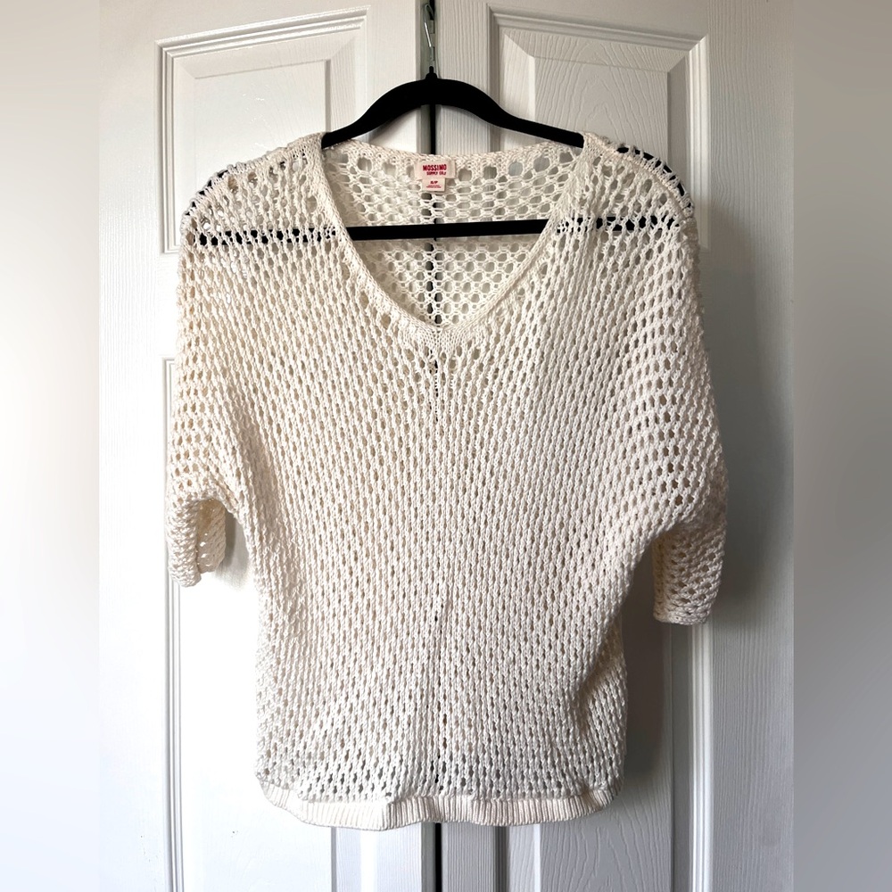 Moschino supply co small petite crochet knit T-shirt off white